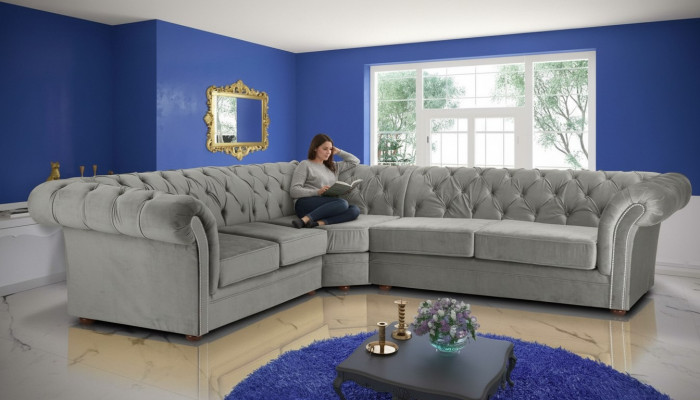 245 x 308 cm Canapé Polster Chesterfield Sofa Moos séier iberrascht Moossaarbescht Couchen Sofasen Garnitur