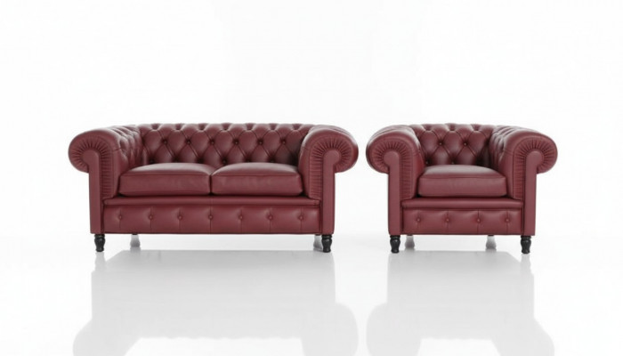 Chesterfield Canapé Polster 2+1 Sëtzer Polstermöbel Sofagarnitur Canapéë Sofaen