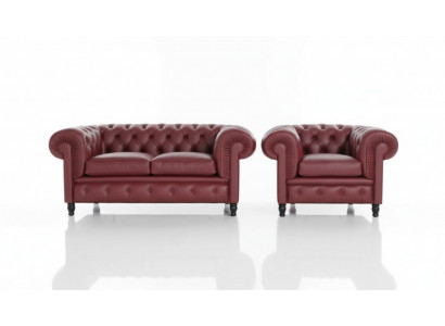 Chesterfield Canapé Polster 2+1 Sëtzer Polstermöbel Sofagarnitur Canapéë Sofaen