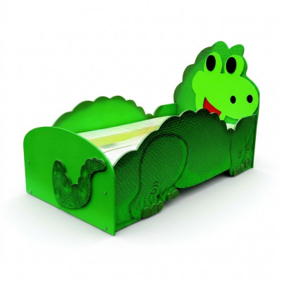 Dino grousst Bett mat Matratz Kannerbett Kannerzëmmer Kanner Zëmmer Betten