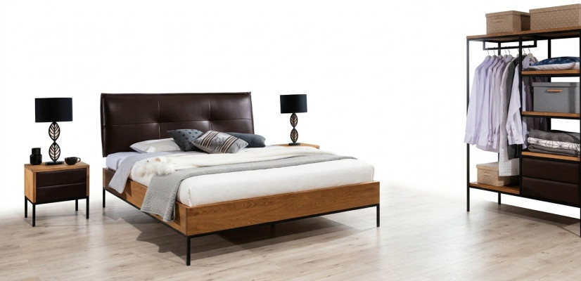 Bett Holz Loft Designer Better Polster Lieder Textil Stoff Hoer 140 160 180 x 200