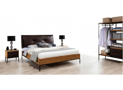 Bett Holz Loft Designer Better Polster Lieder Textil Stoff Hoer 140 160 180 x 200
