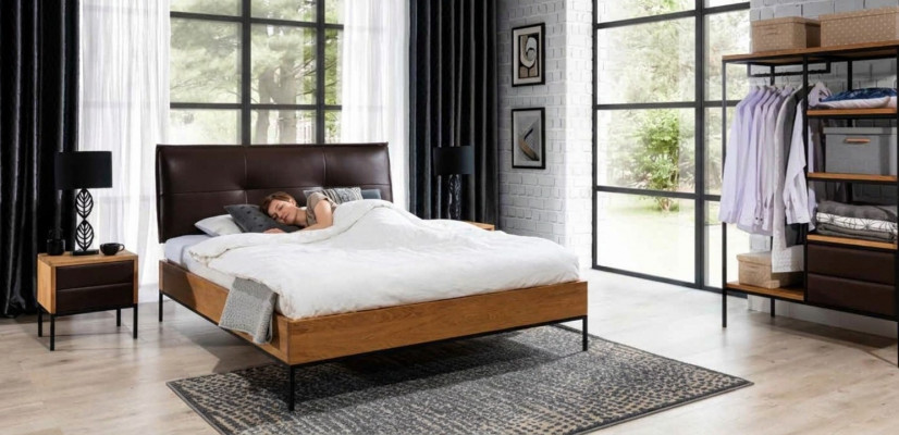3-tlg. Komplett-Set Holz-Schlofkummer Loft-Stil Design Bett Kommodë Schaf Nei