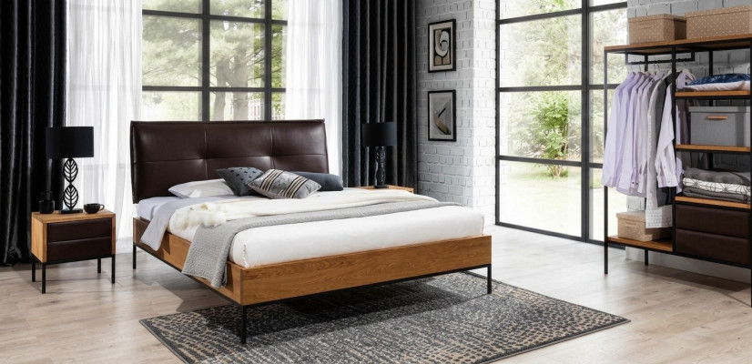 3-tlg. Komplett-Set Holz-Schlofkummer Loft-Stil Design Bett Kommodë Schaf Nei