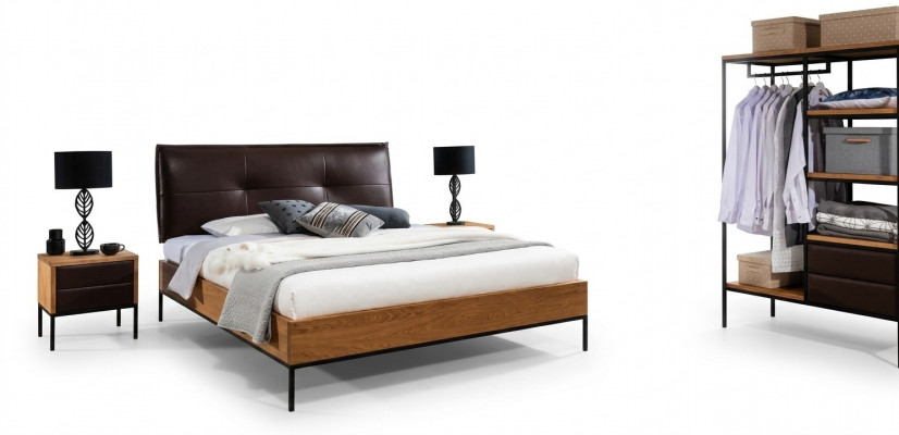 3-tlg. Komplett-Set Holz-Schlofkummer Loft-Stil Design Bett Kommodë Schaf Nei