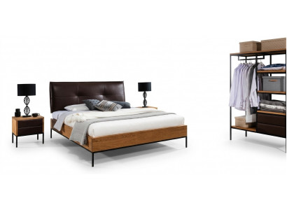 3-tlg. Komplett-Set Holz-Schlofkummer Loft-Stil Design Bett Kommodë Schaf Nei