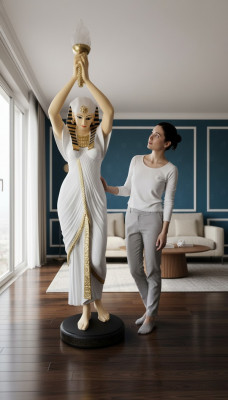 Design Stehlampe Ägyptesch Frafigur Stehleuchte Luuchten Stehlampen Figur