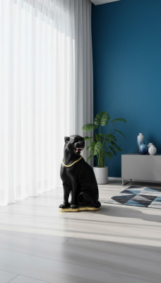 Design Puma Figur Statue Skulptur Figuren Skulpturen Dekoratioun Statuen Deko Nei