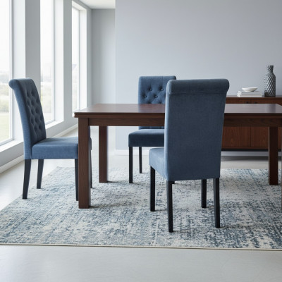Exklusiv x8 Blo Chesterfield Sëtzergarnitur Designer Stullgrupp Textil Fauteuil