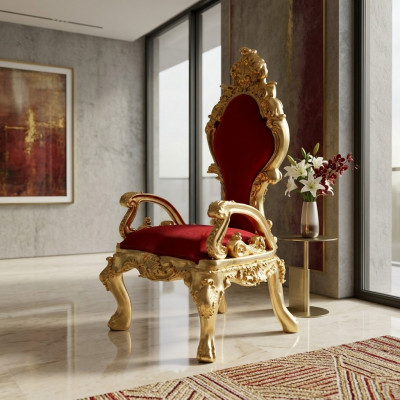 Troun Still Fauteuil Kinneklech Gepolstert Samett Chesterfield 1 Sëtz Antik Stil