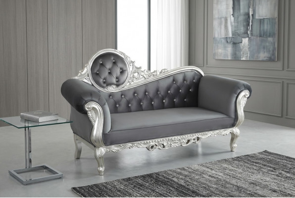 Thronsëtz Königlech Polster Chesterfield Samt 2-Sëtzer Antik Stil Still
