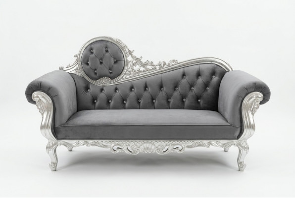 Thronsëtz Königlech Polster Chesterfield Samt 2-Sëtzer Antik Stil Still