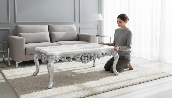 Barock Rokoko Couchtisch Holz Dësch Säit Tisch Sofa Couch Dëscher Marmor