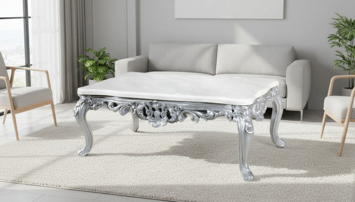 Barock Rokoko Couchtisch Holz Dësch Säit Tisch Sofa Couch Dëscher Marmor