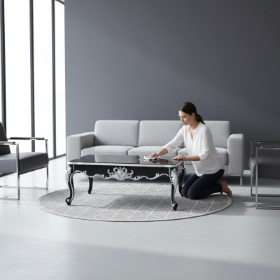 Barock Rokoko Extra Klass Couchtisch Dekor Holz Dësch Bäitest Sofa Couch