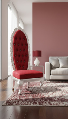 Rouden Troun Fauteuil Kinnekräichen Gepolsterten Sëtz Antik Stil Stull Chesterfield Design