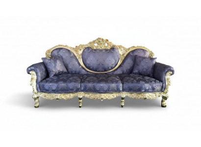 Thron Canapé Kinnigin Polster Samt 3-Sëtzer Antik Stil Fauteuil Lounge Chesterfield