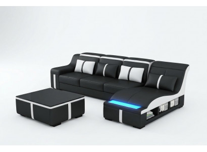 Eck Sofa Couch Polster Eck Sëtz Lieder Garnitur Beliicht L Form G8047C