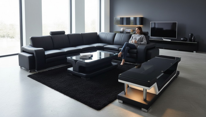 Lieder Canapé Wohnlandschaft Eck Garnitur Design Canapé L-Form A1109B Canapéen Couchen