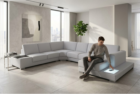 Ledersofa Couch Wunnlandschaft Eckssofa Garnitur Design Modern Sofa U-Form A1110