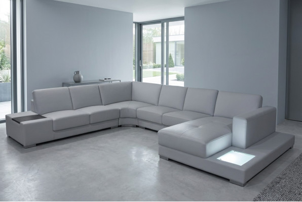 Ledersofa Couch Wunnlandschaft Eckssofa Garnitur Design Modern Sofa U-Form A1110