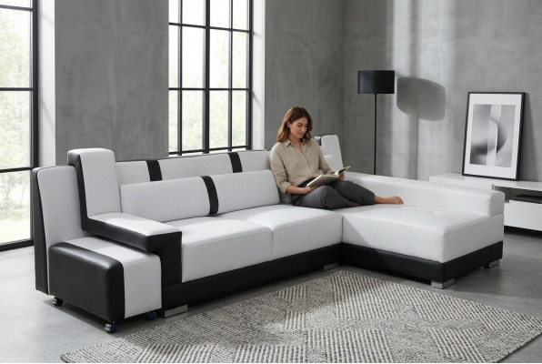 Ecksofa Couch Polster Eck Sëtz Garnitur Wunnlandschaft Beliicht L Form Lieder