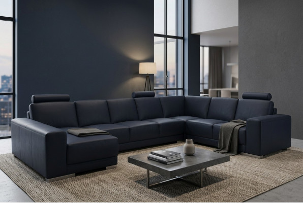 Ledercouch Couch Wunnlandschaft Eckcouch Garnitur Design Modern Couch U-Form