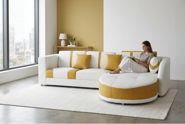 Lieder Eck Canapé Couch Polster Sëtz Wunn Modern Design Miwwelen Garnitur