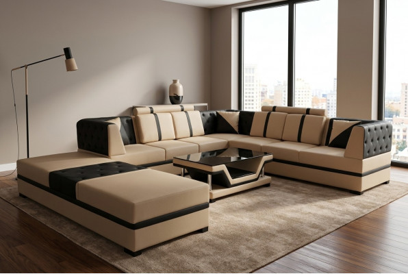 Lieder Eck Canapé Couch Polster Sëtz Wunn Landschaft Modern Design Miwwelen