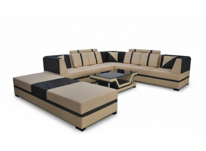 Lieder Eck Canapé Couch Polster Sëtz Wunn Landschaft Modern Design Miwwelen