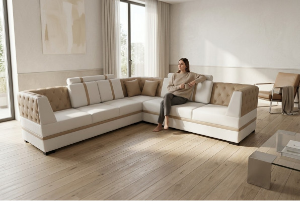 Liedersofa Canapé Wunnlandschaft Eck Garnitur Design Modern Sofa A1128