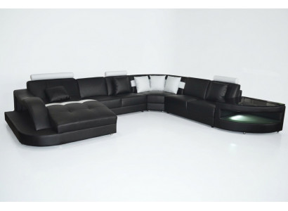 Lieder Sofas Wunnlandschaft Eck Garnitur Design Modern Sofa U-Form + Dësch