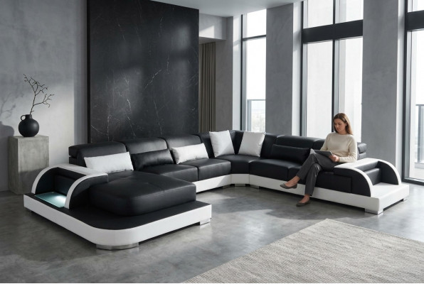 Lieder Sofa Canapé Wunnlandschaft Eck Garnitur Design Modern Sofen U-Form Canapéen