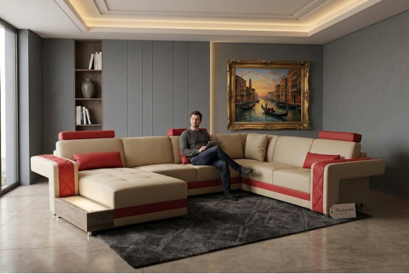 Ledercouch Sofa Wunnlandschaft Eck Garnitur Design Modern Dekorativ Sofa