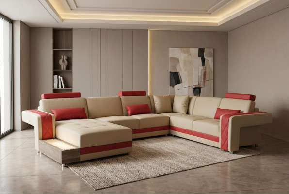 Ledercouch Sofa Wunnlandschaft Eck Garnitur Design Modern Dekorativ Sofa
