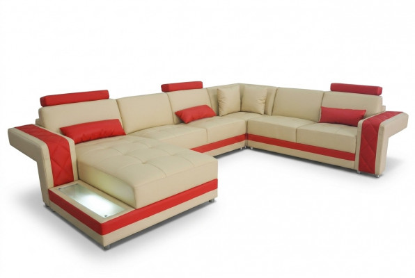 Ledercouch Sofa Wunnlandschaft Eck Garnitur Design Modern Dekorativ Sofa