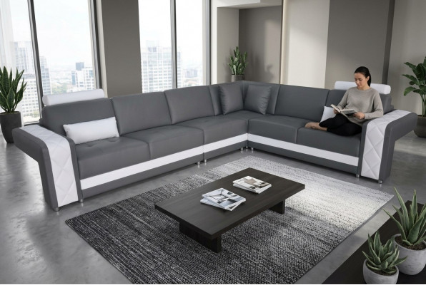 Ledercouch Gemittlech Wunnlandschaft Eck Garnitur Design Modern Deko Sofa L-Form