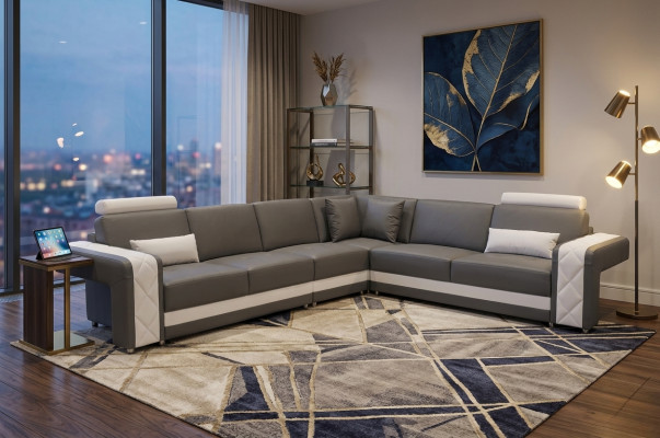 Ledercouch Gemittlech Wunnlandschaft Eck Garnitur Design Modern Deko Sofa L-Form