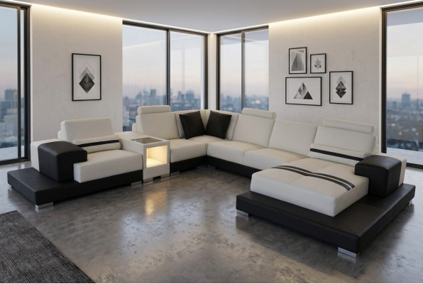 Ledercouch Sofa Wunnlandschaft Eck Garnitur Design Dekorativ Modern Sofa