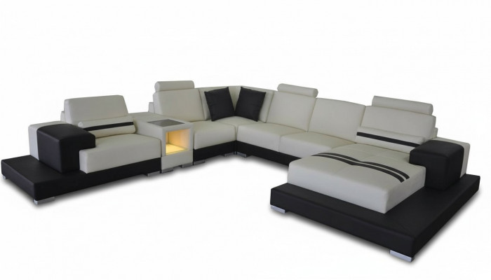 Ledercouch Sofa Wunnlandschaft Eck Garnitur Design Dekorativ Modern Sofa