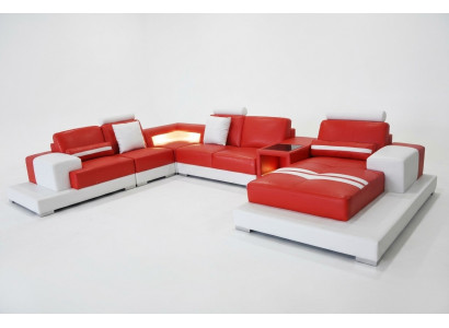Ledercouch Sofa Wunnlandschaft Ecksgarnitur Dekorativ Design Modern Sofa