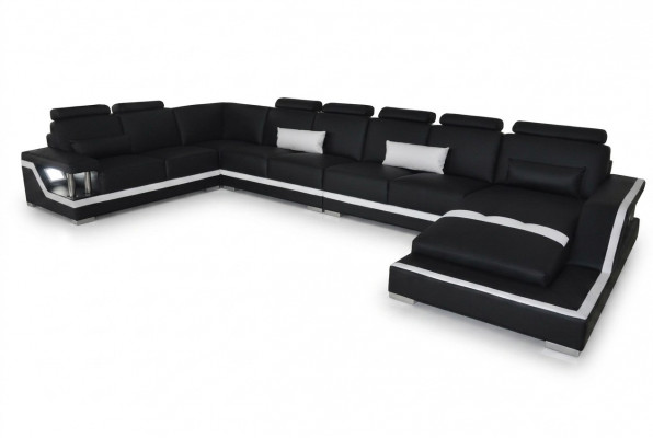 Ledersofa Wunnlandschaft Eck Garnitur Design Modern Sofa U-Form