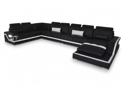 Ledersofa Wunnlandschaft Eck Garnitur Design Modern Sofa U-Form