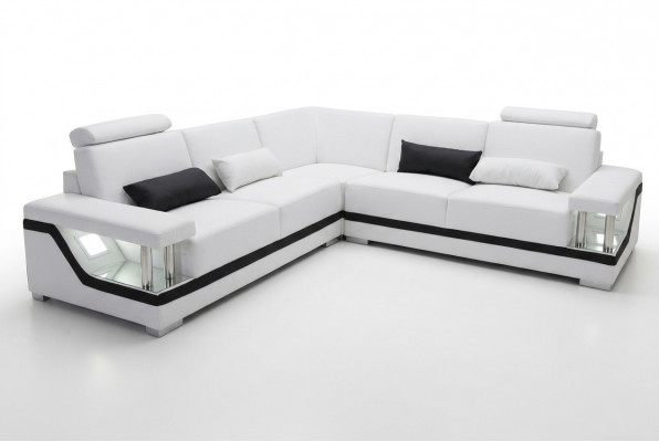 Ledercouch Couch Wunnlandschaft Eck Garnitur Design Modern Eck Sofa L-Form L6002