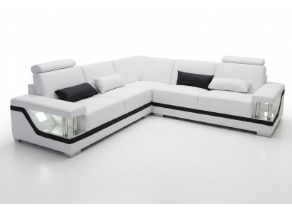Ledercouch Couch Wunnlandschaft Eck Garnitur Design Modern Eck Sofa L-Form L6002