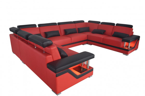 Ledersofa Canapé Wunnlandschaft Eck Garnitur Design Modern Sofa U-Form Nei L6002