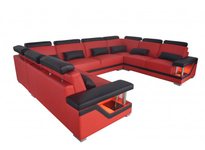 Ledersofa Canapé Wunnlandschaft Eck Garnitur Design Modern Sofa U-Form Nei L6002