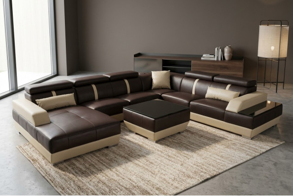 Ledercouch Wunnlandschaft Eck Garnitur Design Modern Sofa Dekorativ U-Form