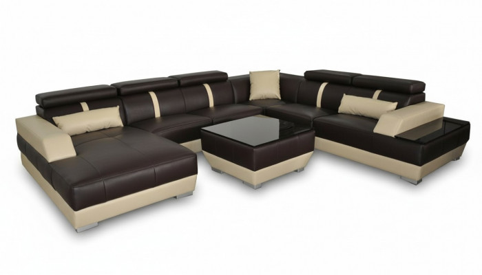 Ledercouch Wunnlandschaft Eck Garnitur Design Modern Sofa Dekorativ U-Form