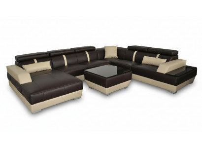 Ledercouch Wunnlandschaft Eck Garnitur Design Modern Sofa Dekorativ U-Form